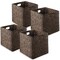 Casafield 12" x 12" Water Hyacinth Storage Baskets, Collapsible Cube Organizers, Woven Bins for Bathroom, Bedroom, Laundry, Pantry, Shelves